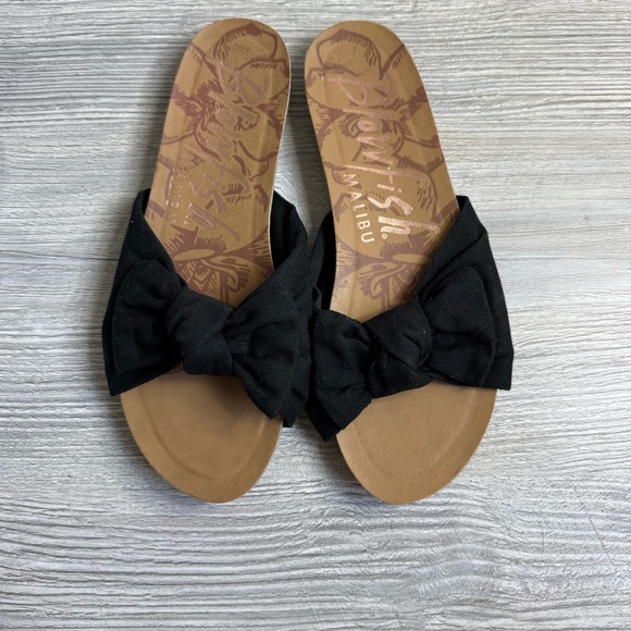 Blowfish fabric Black Bow Sandals flats - Picture 1 of 6
